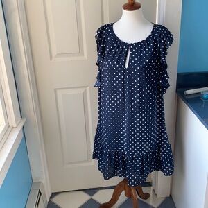 Navy Polka Dot Ruffle Dress